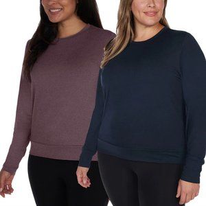 NWT Lukka Lux Women's 2 Pack Long Sleeve T-Shirt Purple/Black Size XL $40 D236